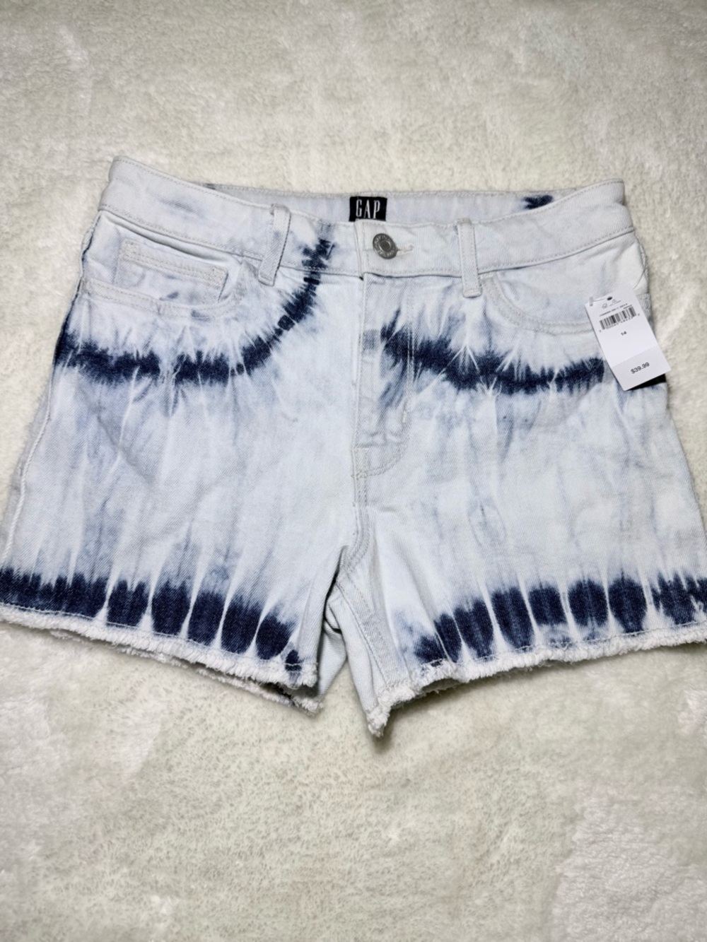 NWT- Gap Kids High-Rise Tie-Dye Denim Shorts size 14